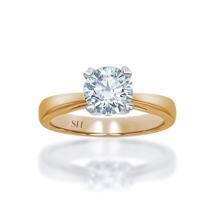 4-Claw solitaire engagement ring with heart shaped prong tips - W0001 (Lab Grown)