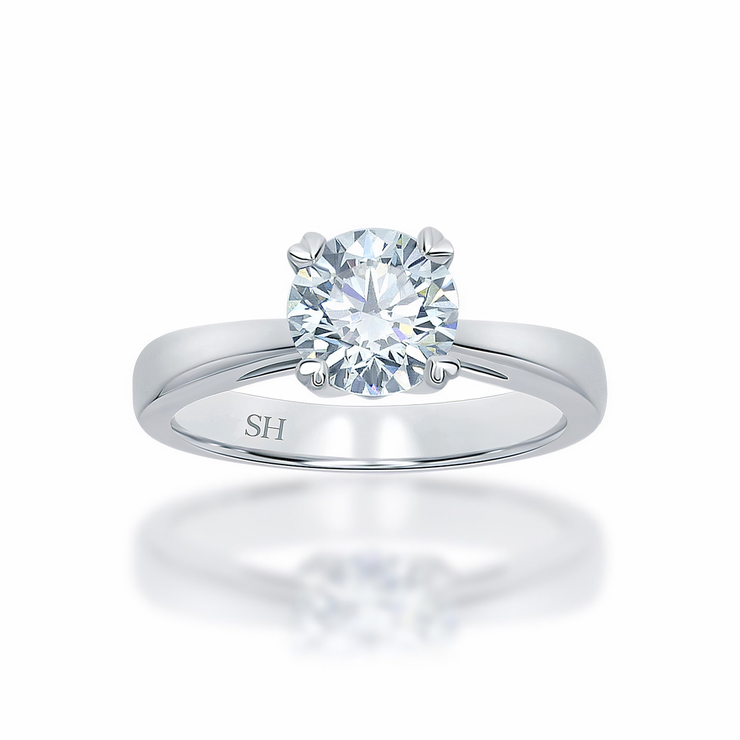 4-Claw solitaire engagement ring with heart shaped prong tips - W0001 (Lab Grown)