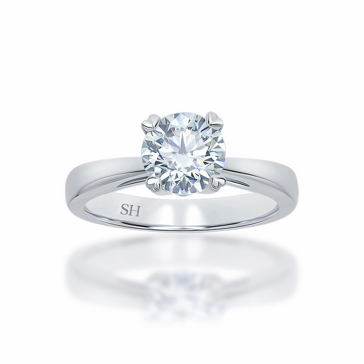 4-Claw solitaire engagement ring with heart shaped prong tips - W0001 (Lab Grown)