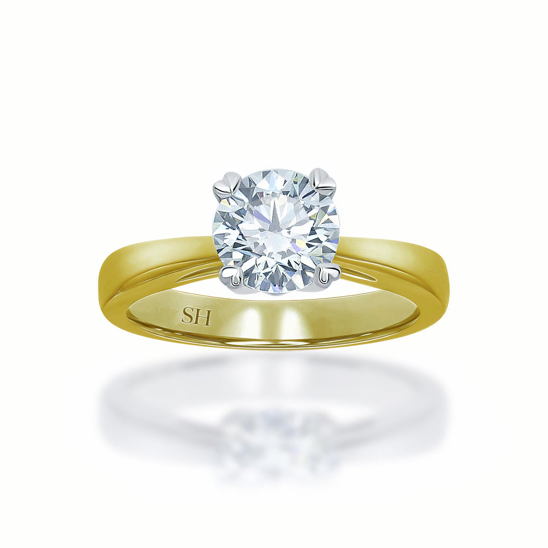 4-Claw solitaire engagement ring with heart shaped prong tips - W0001 (Lab Grown)