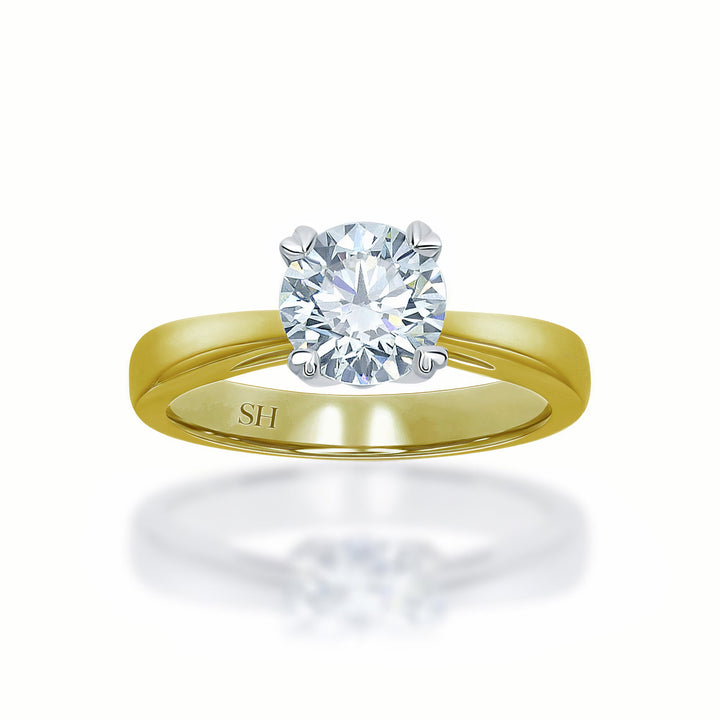 4-Claw solitaire engagement ring with heart shaped prong tips - W0001 (Lab Grown)