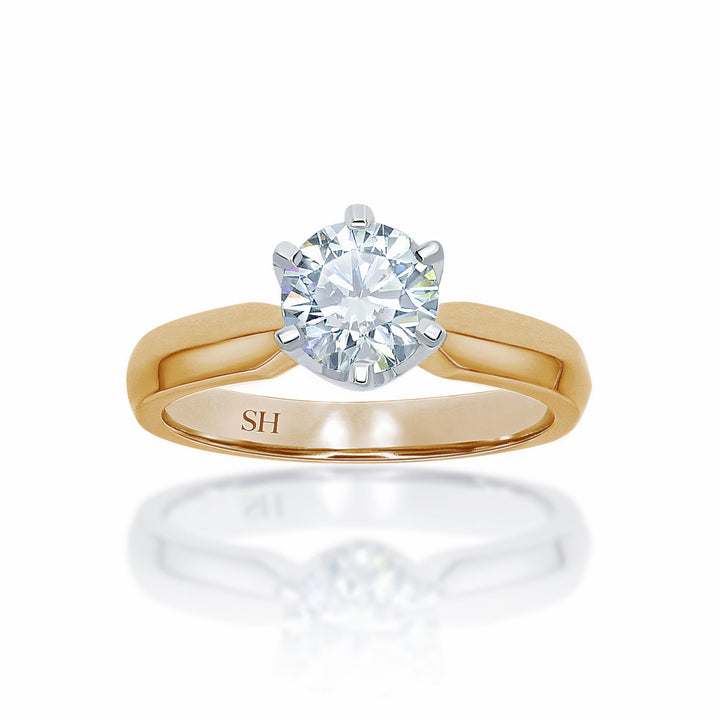 Modern 6-Claw Solitaire Engagement Ring with Knife Edge Band - W0002 (Lab Grown)