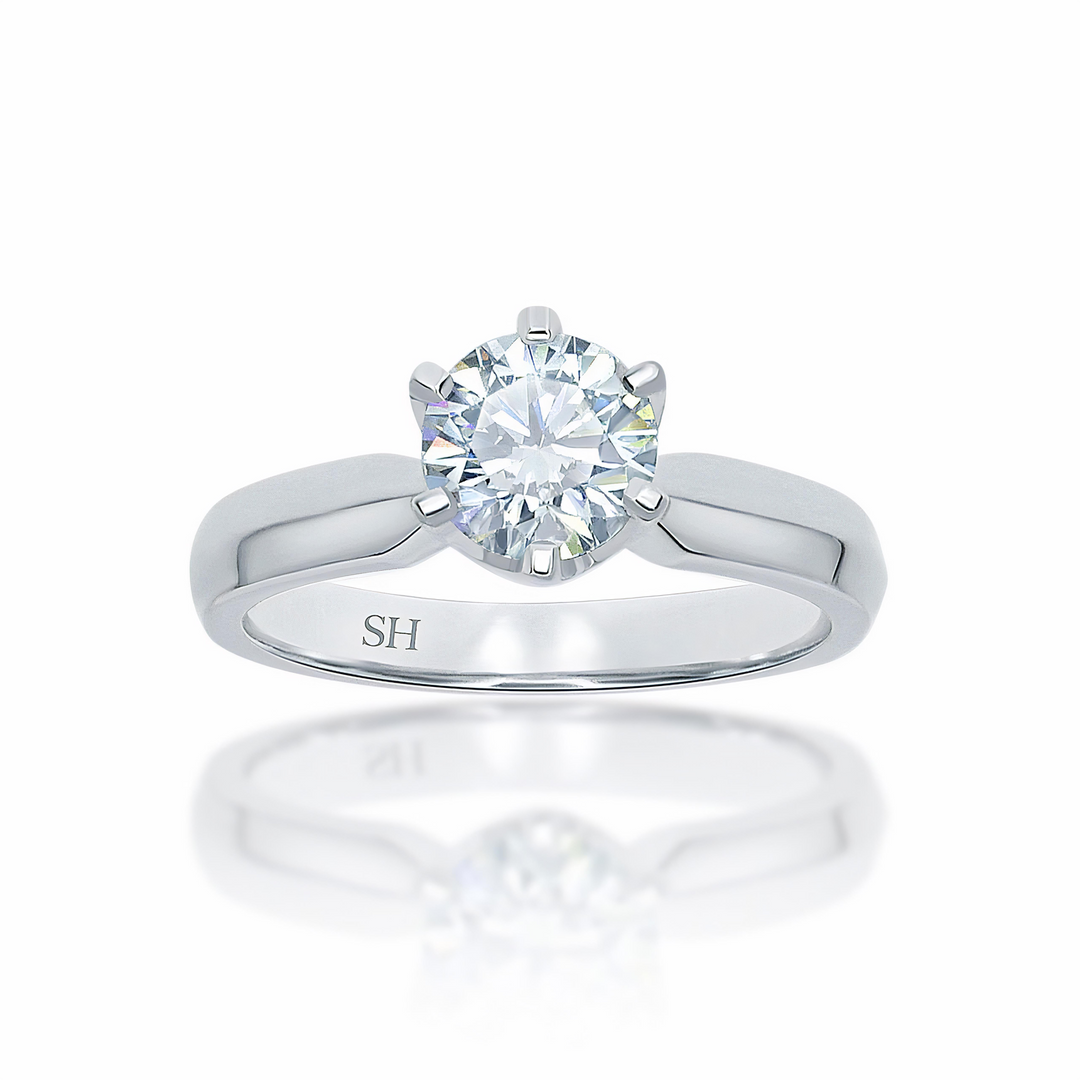 Modern 6-Claw Solitaire Engagement Ring with Knife Edge Band - W0002 (Lab Grown)