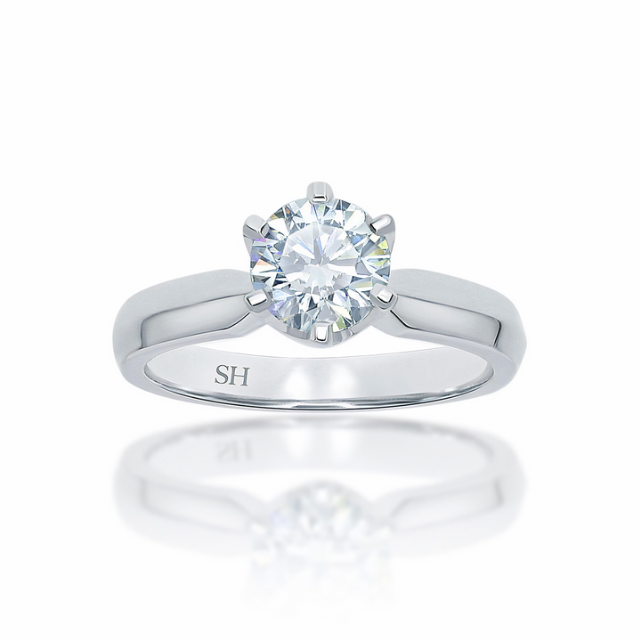 Modern 6-Claw Solitaire Engagement Ring with Knife Edge Band - W0002 (Lab Grown)