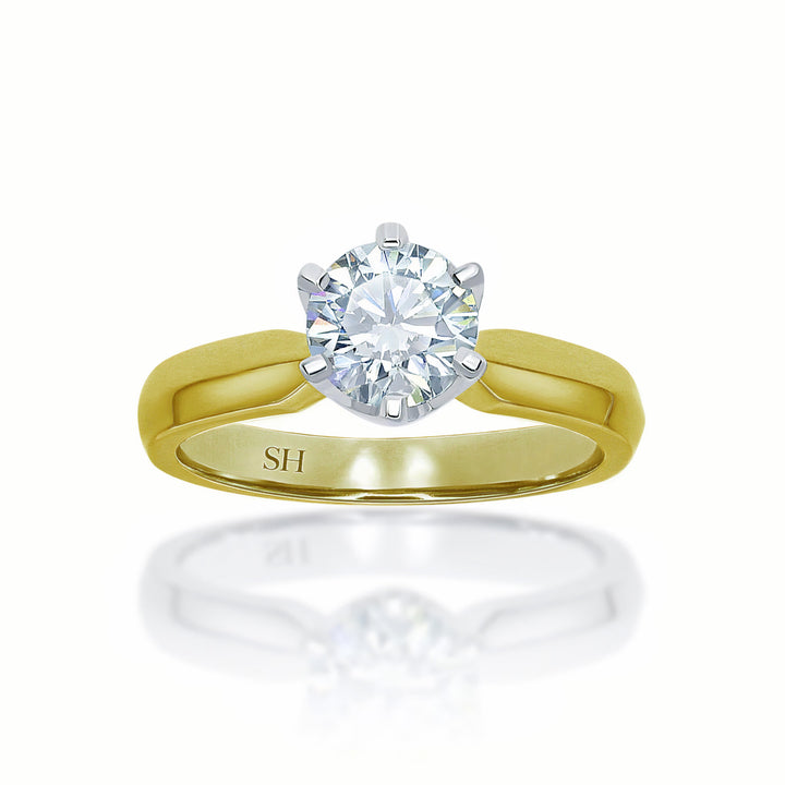 Modern 6-Claw Solitaire Engagement Ring with Knife Edge Band - W0002 (Lab Grown)
