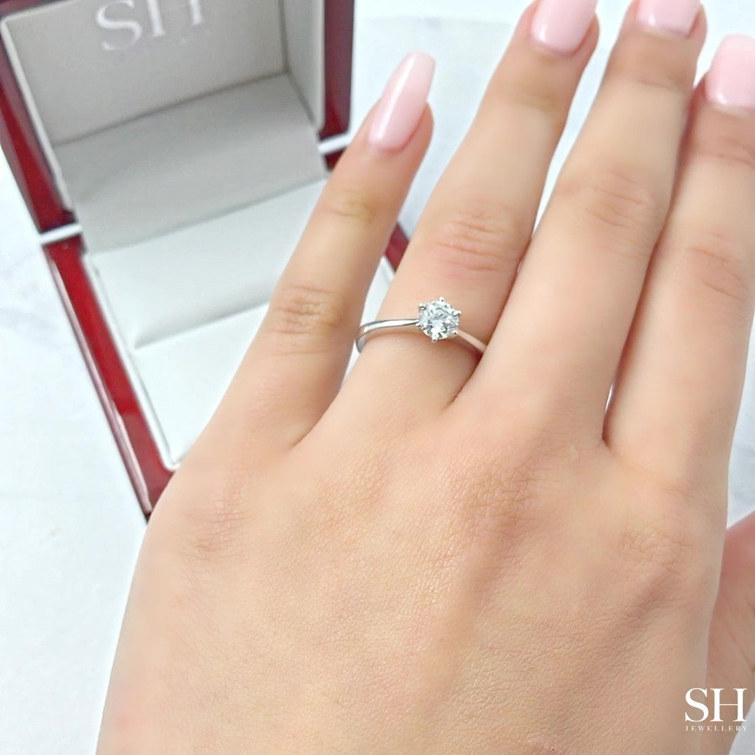 Minimalistic 6-Claw Solitaire Engagement Ring - W0003 (Lab Grown)