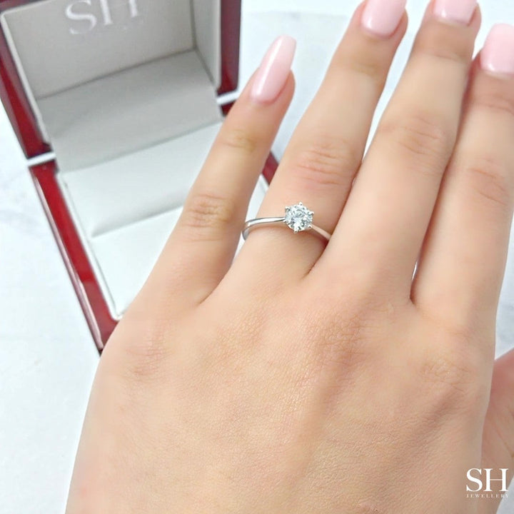 Minimalistic 6-Claw Solitaire Engagement Ring - W0003 (Lab Grown)