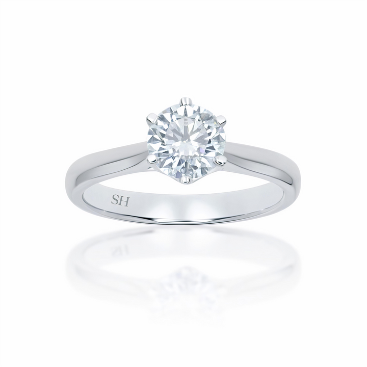 Webbed 6-Claw solitaire engagement ring - W0007 (Lab Grown)