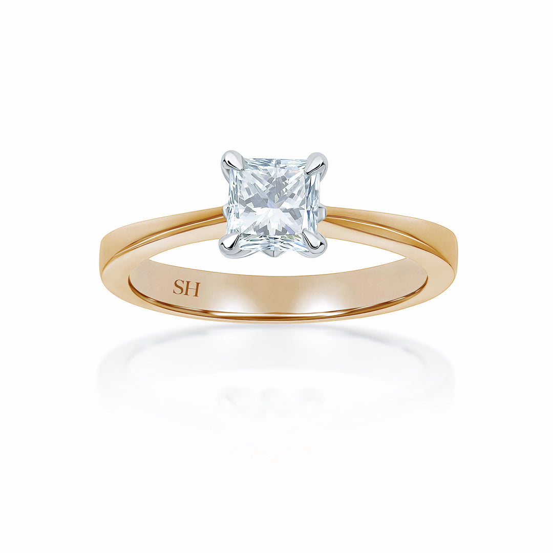 Modern 4-Claw solitaire Princess Cut engagement ring - W0008 (Lab Grown)