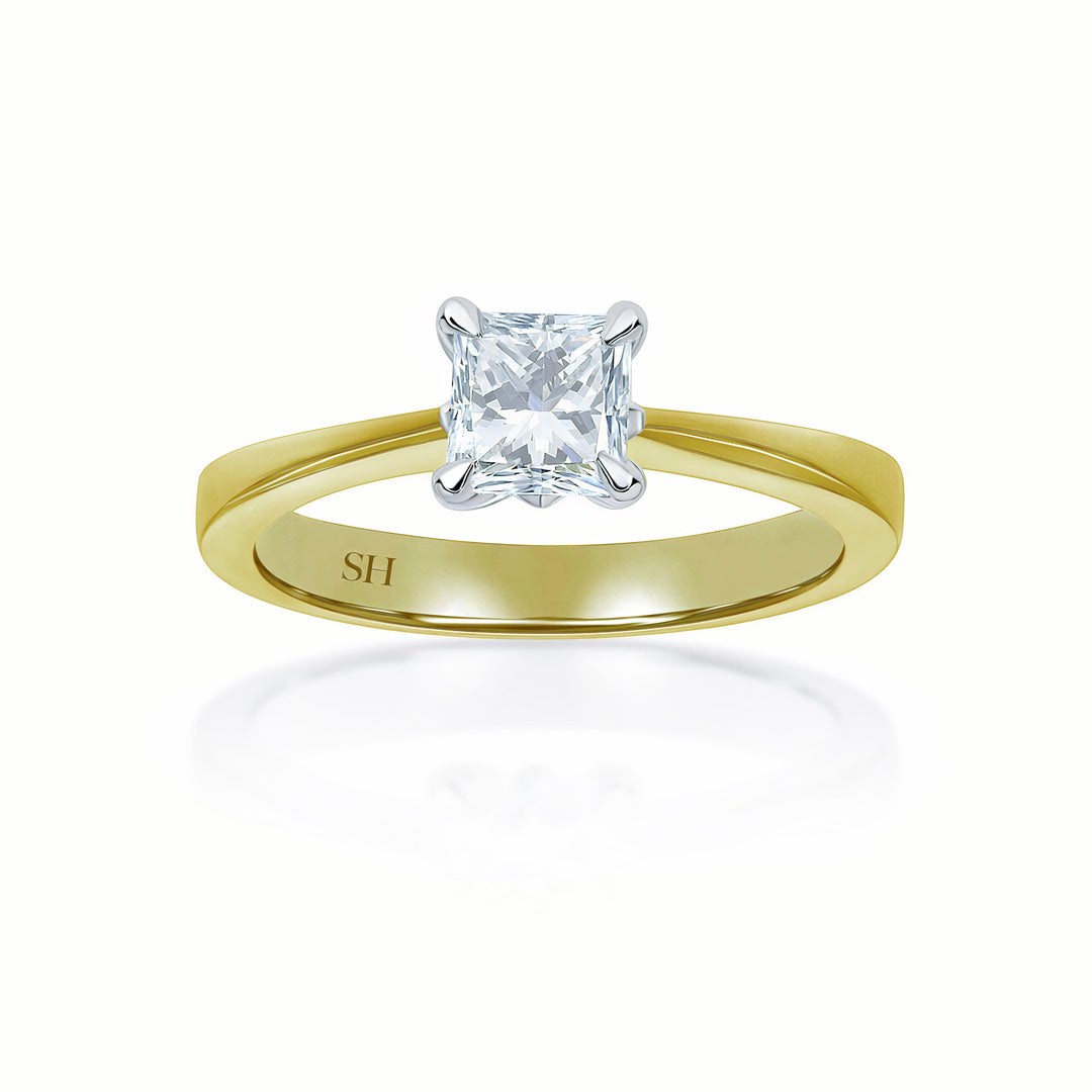 Modern 4-Claw solitaire Princess Cut engagement ring - W0008 (Lab Grown)
