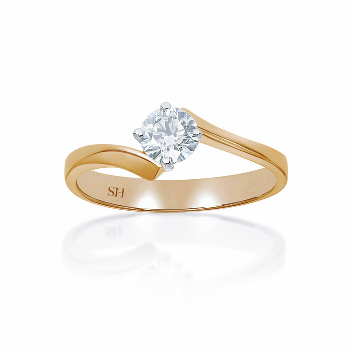 4-Claw Solitaire Engagement Ring with Offset Tapered Shoulders - W0013 (Lab Grown)