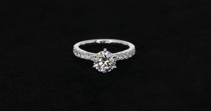 Timeless 6-Claw Engagement Ring with Pavé-Set Band - W0014 (Lab Grown)