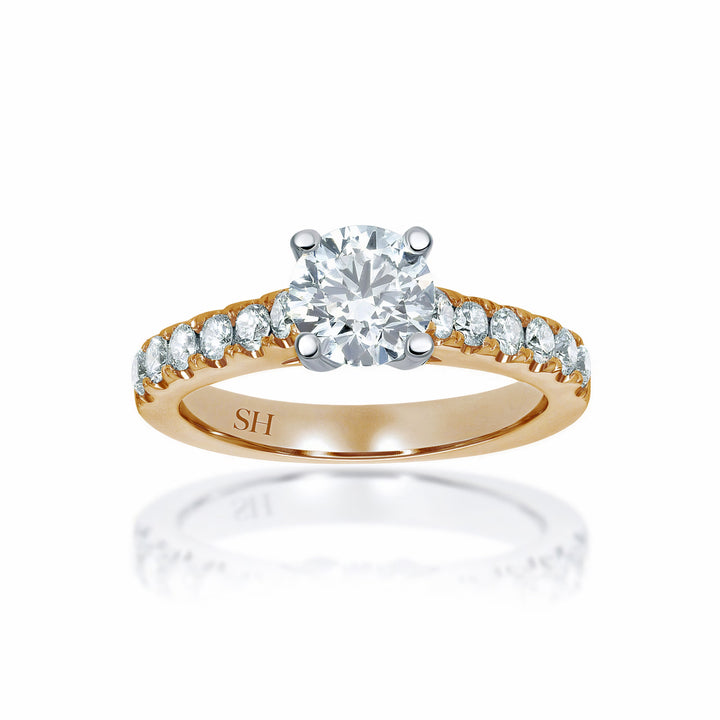 Classic 4-Claw engagement ring with pavé set band - W0015 (Lab Grown)
