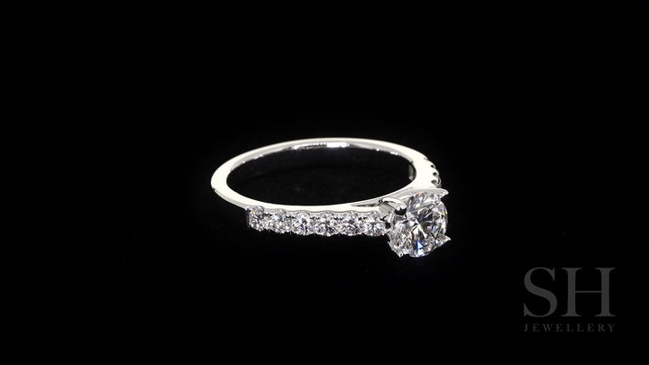 Classic 4-Claw engagement ring with pavé set band - W0015 (Lab Grown)