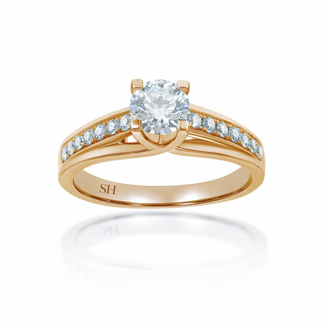 Crossover Prongs and Bridged Grain Set Diamond Band - W0023 (Lab Grown)