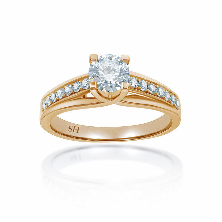 Crossover Prongs and Bridged Grain Set Diamond Band - W0023 (Lab Grown)