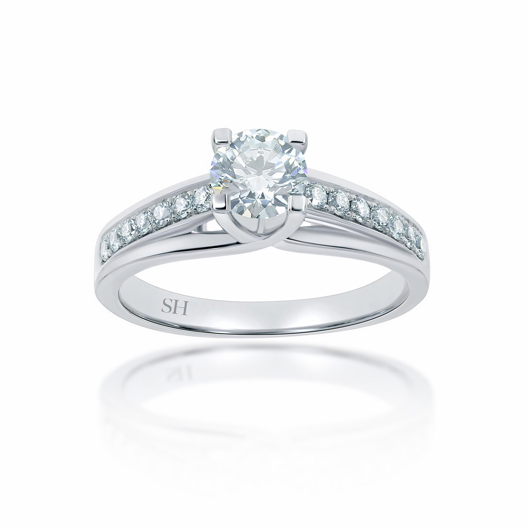 Crossover Prongs and Bridged Grain Set Diamond Band - W0023 (Lab Grown)