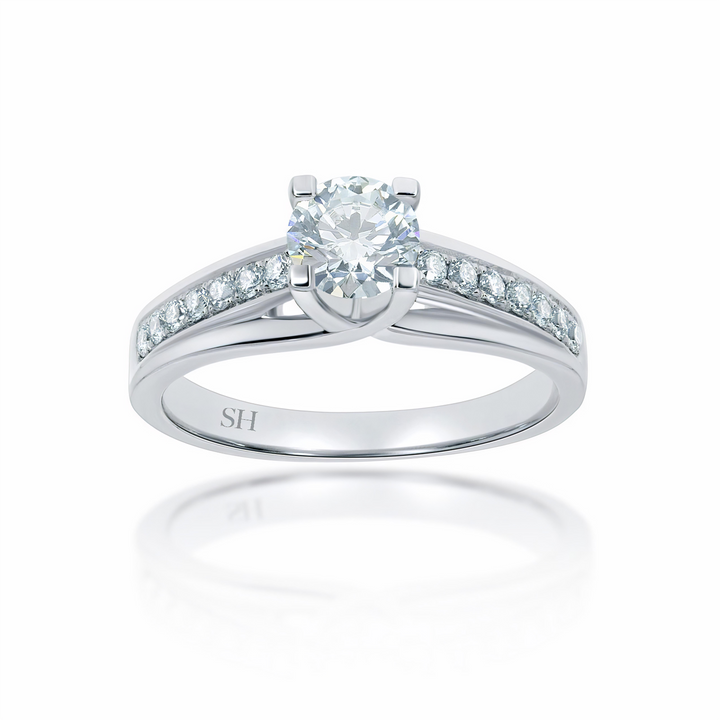 Crossover Prongs and Bridged Grain Set Diamond Band - W0023 (Lab Grown)