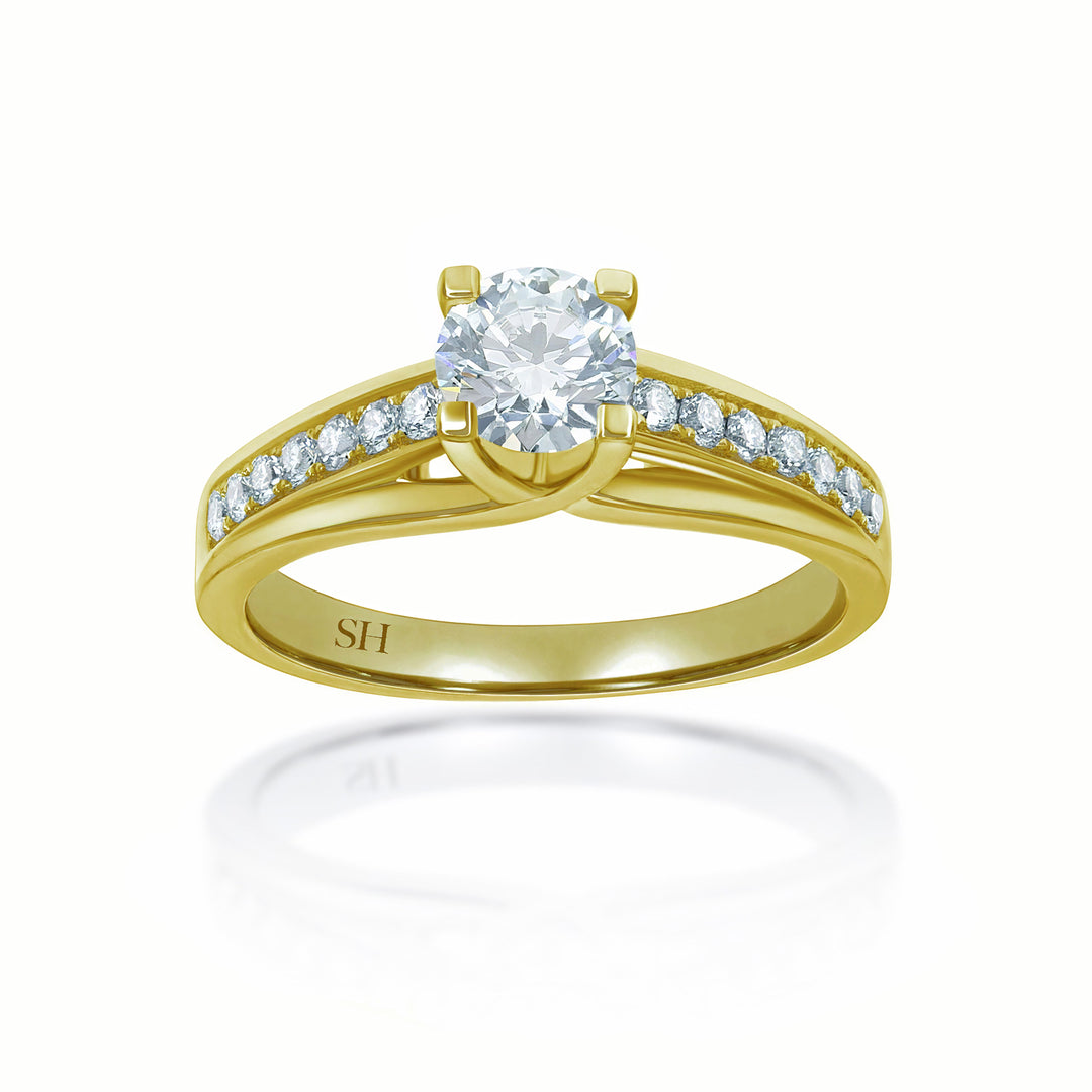 Crossover Prongs and Bridged Grain Set Diamond Band - W0023 (Lab Grown)