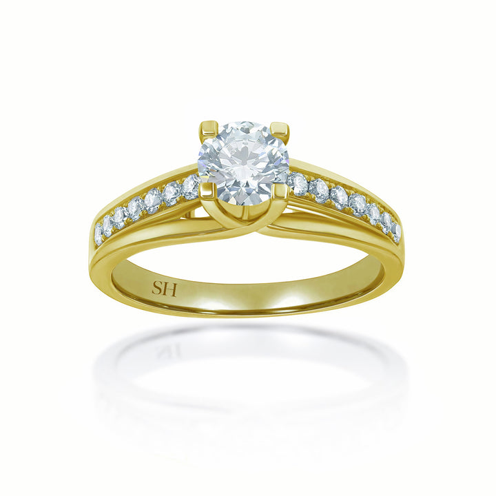 Crossover Prongs and Bridged Grain Set Diamond Band - W0023 (Lab Grown)