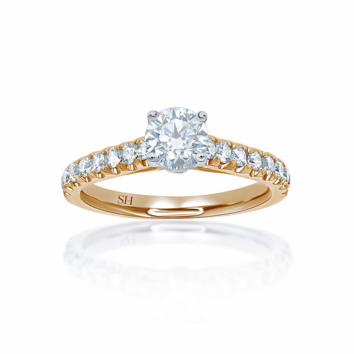 Classic 4-Claw engagement ring with pavé set diamond band - W0024 (Lab Grown)