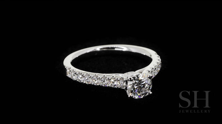 Classic 4-Claw engagement ring with pavé set diamond band - W0024 (Lab Grown)