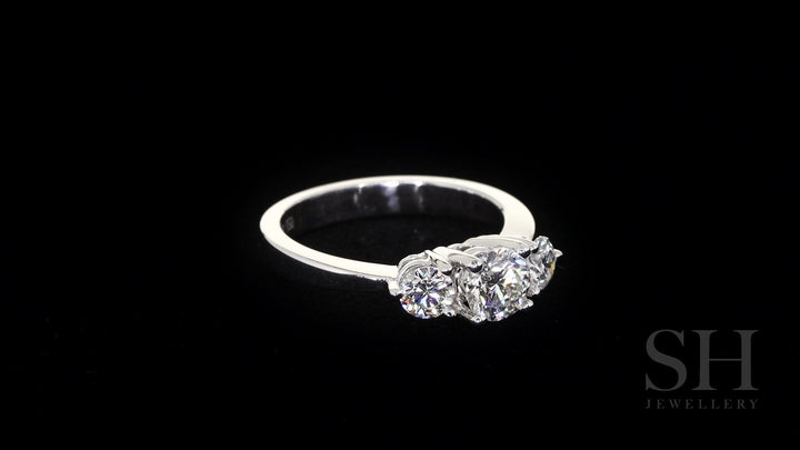 Modern trilogy ring with 4-Claw setting and tapered band - W0036 (Lab Grown)