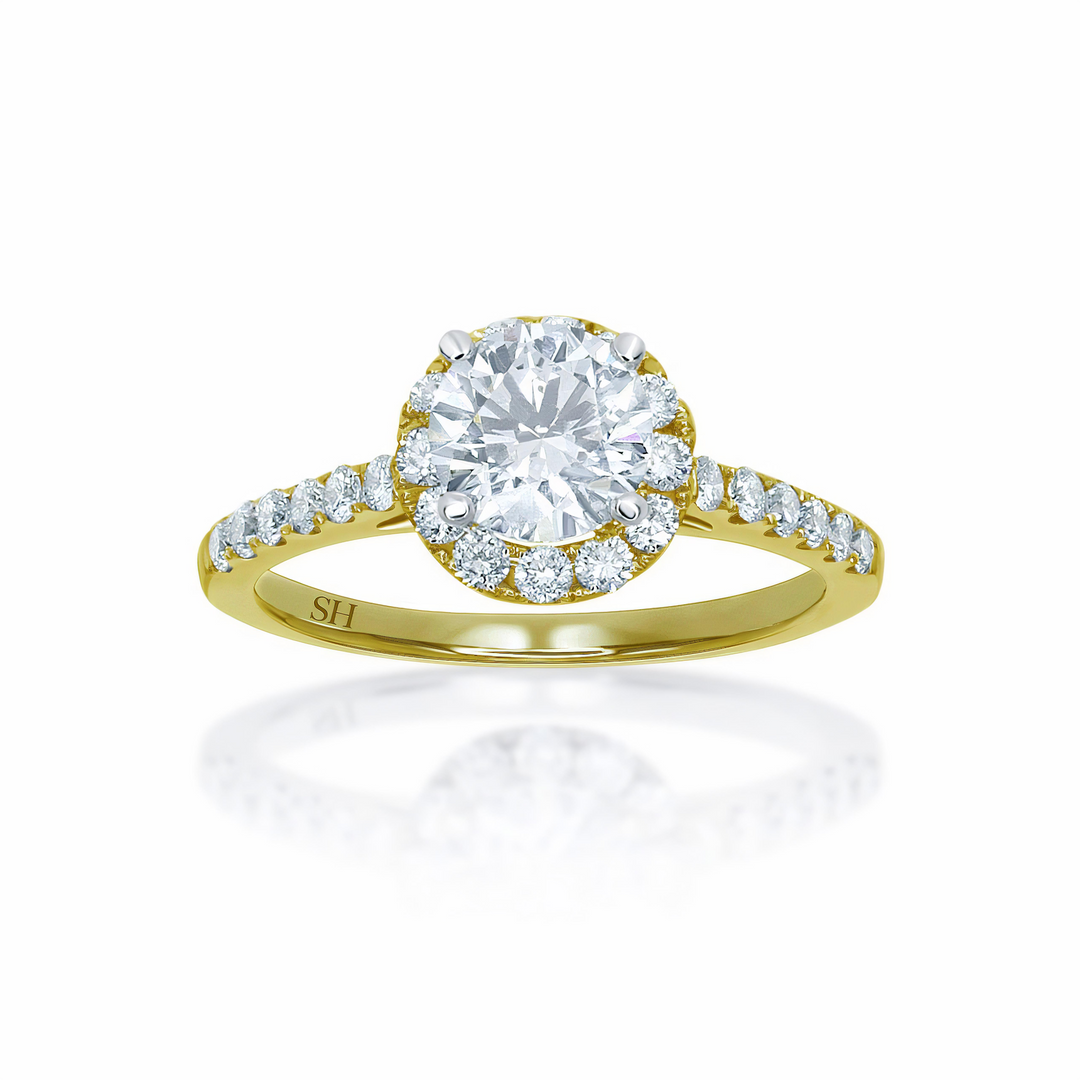 Halo Style Engagement Ring with Pavé-Set Band - W0045 (Lab Grown)