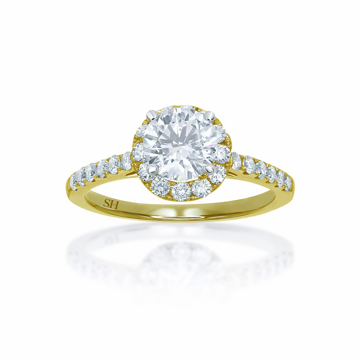 Halo Style Engagement Ring with Pavé-Set Band - W0045 (Lab Grown)