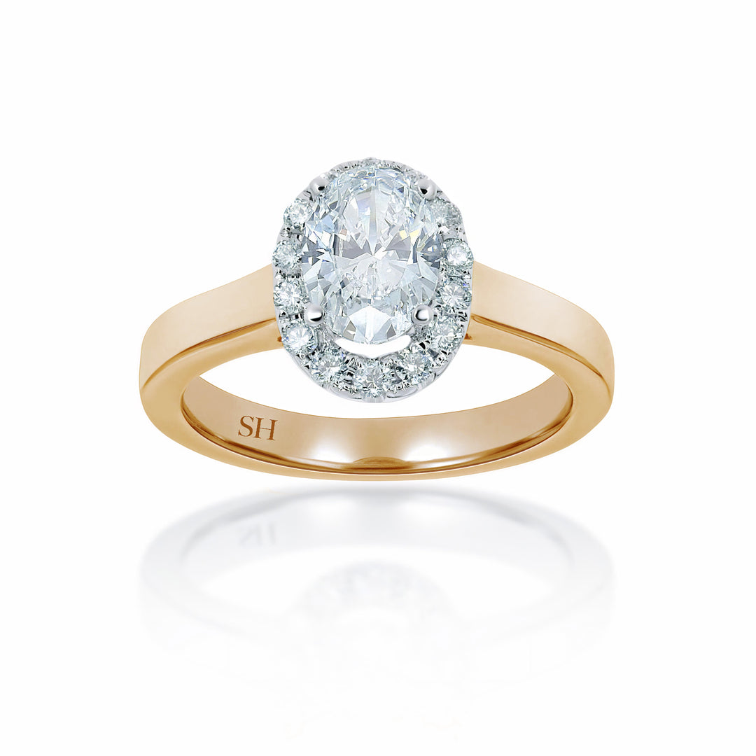 Oval Brilliant Cut diamond engagement ring with polished band - W0049 (Lab Grown)