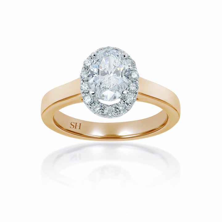 Oval Brilliant Cut diamond engagement ring with polished band - W0049 (Lab Grown)