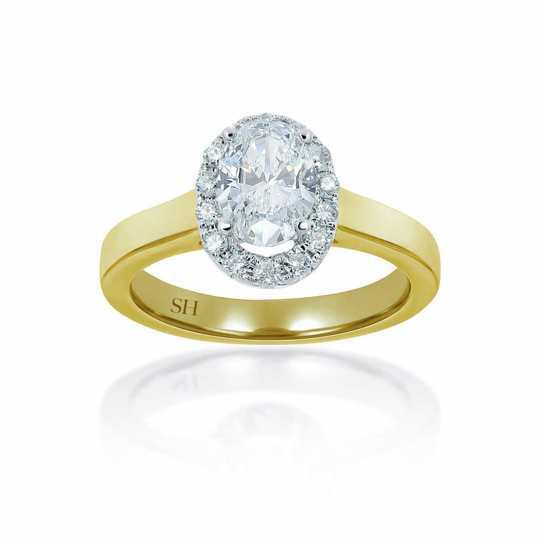 Oval Brilliant Cut diamond engagement ring with polished band - W0049 (Lab Grown)
