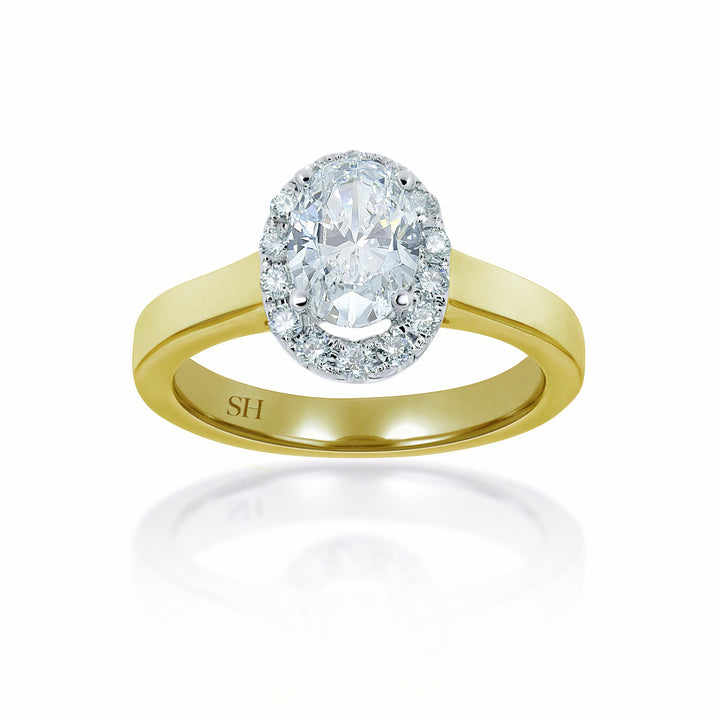 Oval Brilliant Cut diamond engagement ring with polished band - W0049 (Lab Grown)