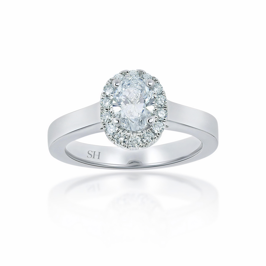 Oval Brilliant Cut diamond engagement ring with polished band - W0049 (Lab Grown)