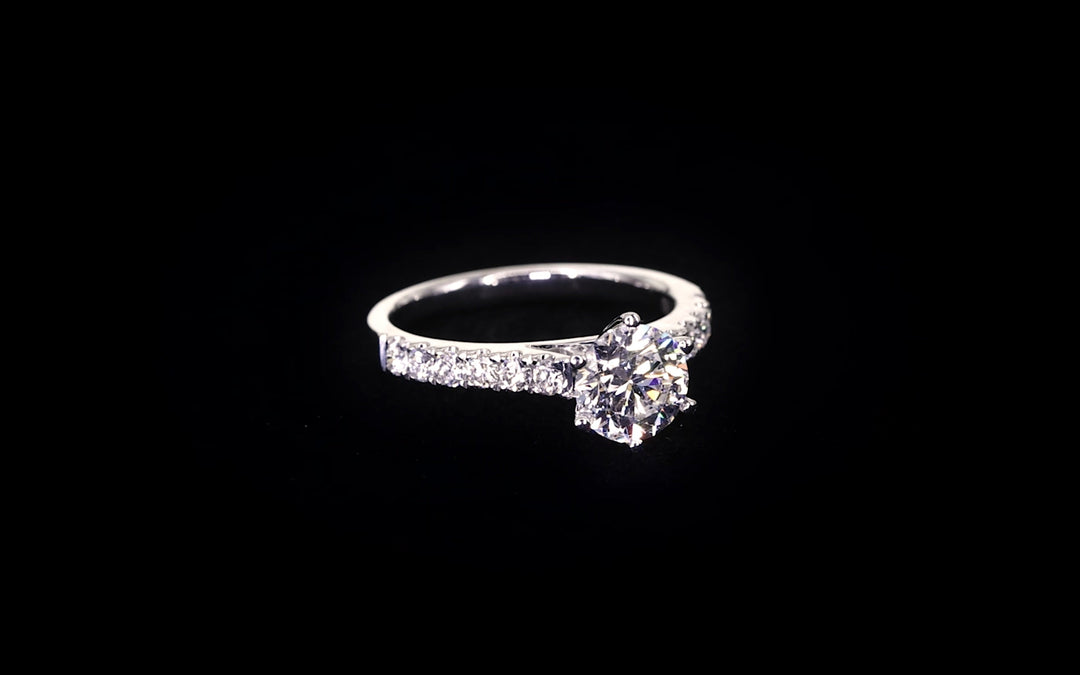 Bold 6-Claw engagement ring with pavé set band - W0253 (Lab Grown)