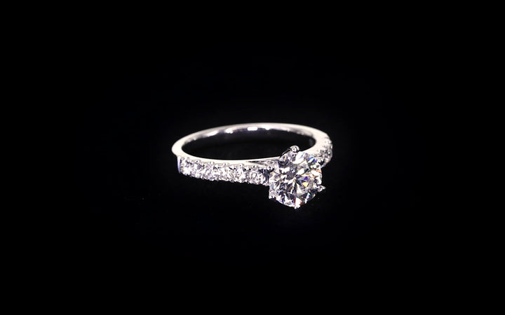 Bold 6-Claw engagement ring with pavé set band - W0253 (Lab Grown)