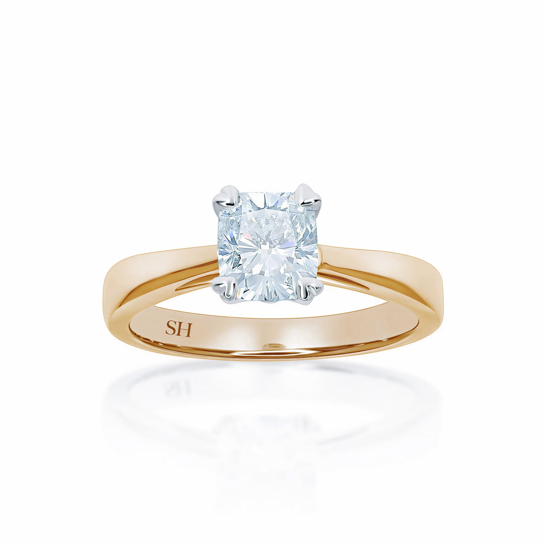 Timeless Cushion Cut Engagement Ring with Heart Shaped Prong Tips - W0255 (Lab Grown)