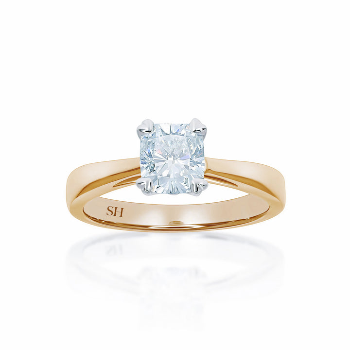 Timeless Cushion Cut Engagement Ring with Heart Shaped Prong Tips - W0255 (Lab Grown)