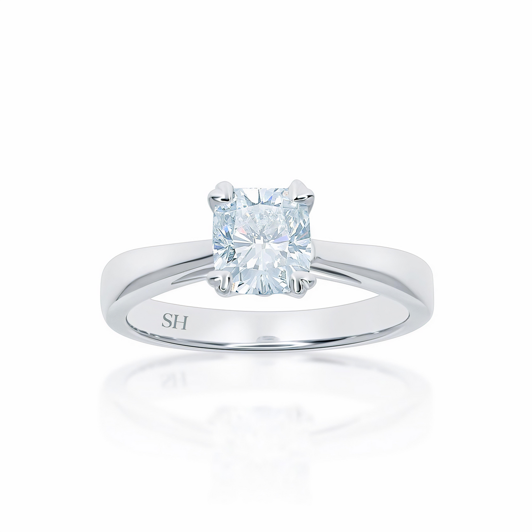 Timeless Cushion Cut Engagement Ring with Heart Shaped Prong Tips - W0255 (Lab Grown)