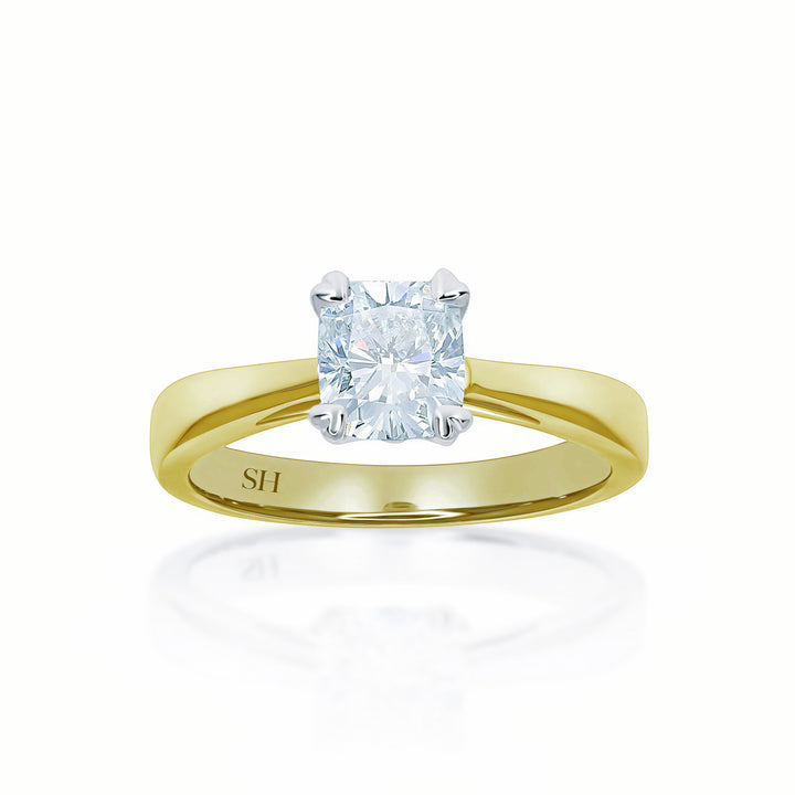 Timeless Cushion Cut Engagement Ring with Heart Shaped Prong Tips - W0255 (Lab Grown)