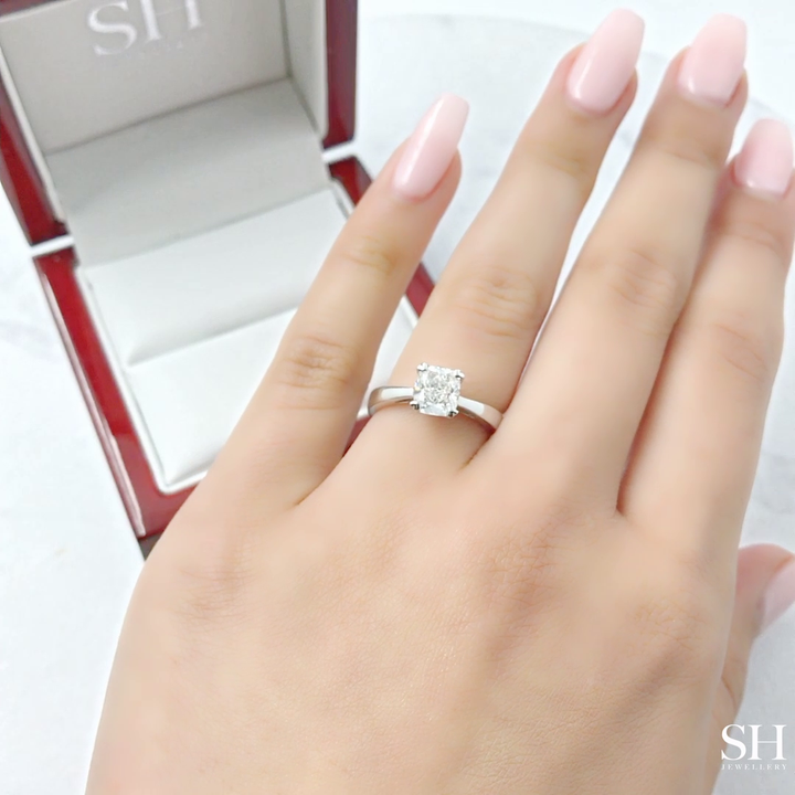 Timeless Cushion Cut Engagement Ring with Heart Shaped Prong Tips - W0255 (Lab Grown)