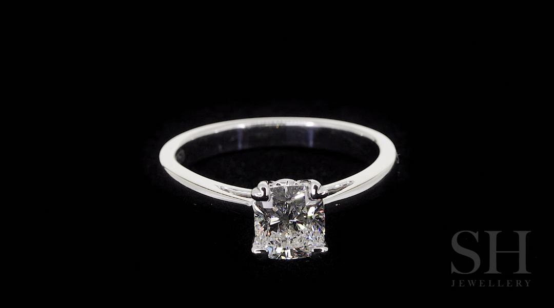 Timeless Cushion Cut Engagement Ring with Heart Shaped Prong Tips - W0255 (Lab Grown)