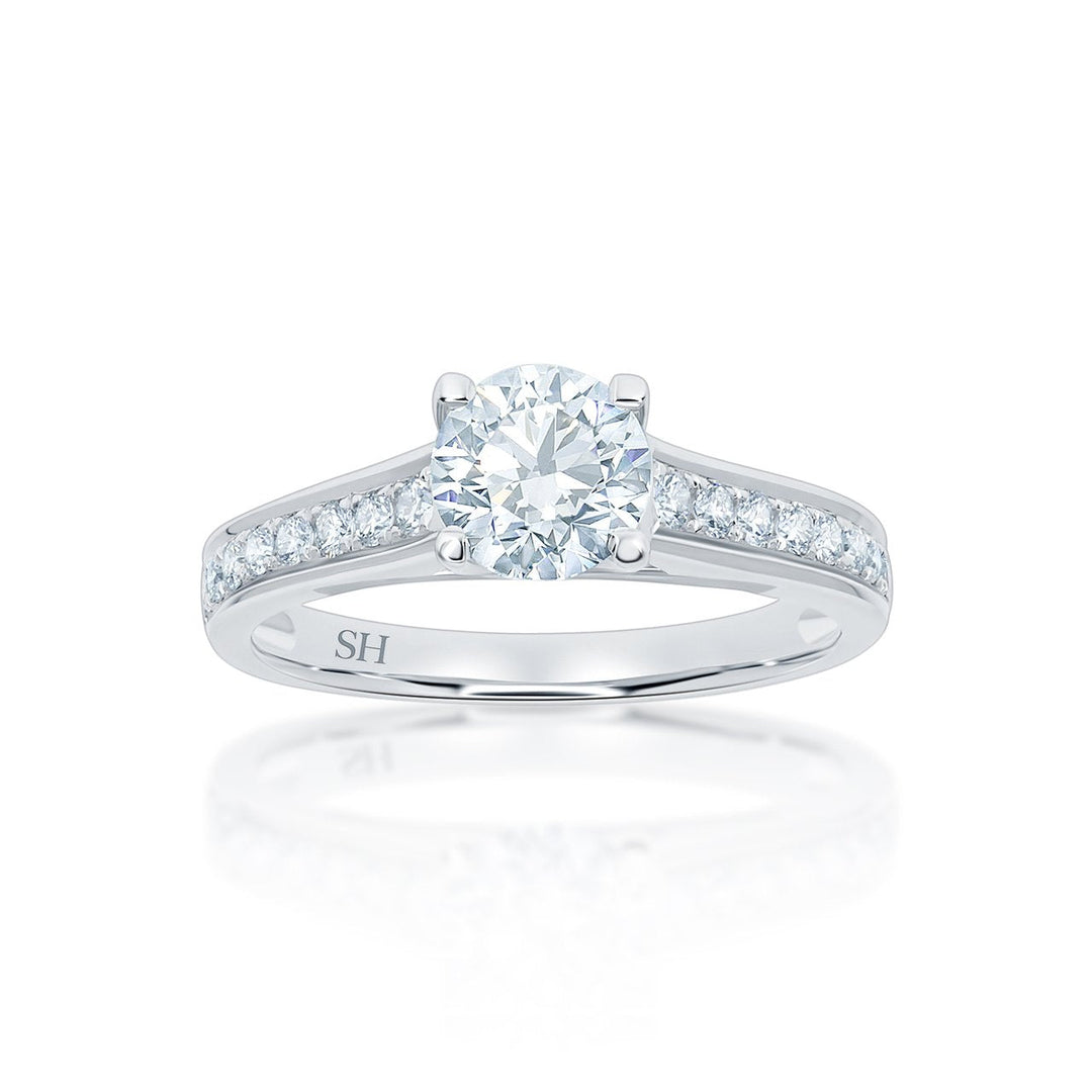 Classic 4-Claw Ring with Reverse Tapered Band - W0256 (Lab Grown)