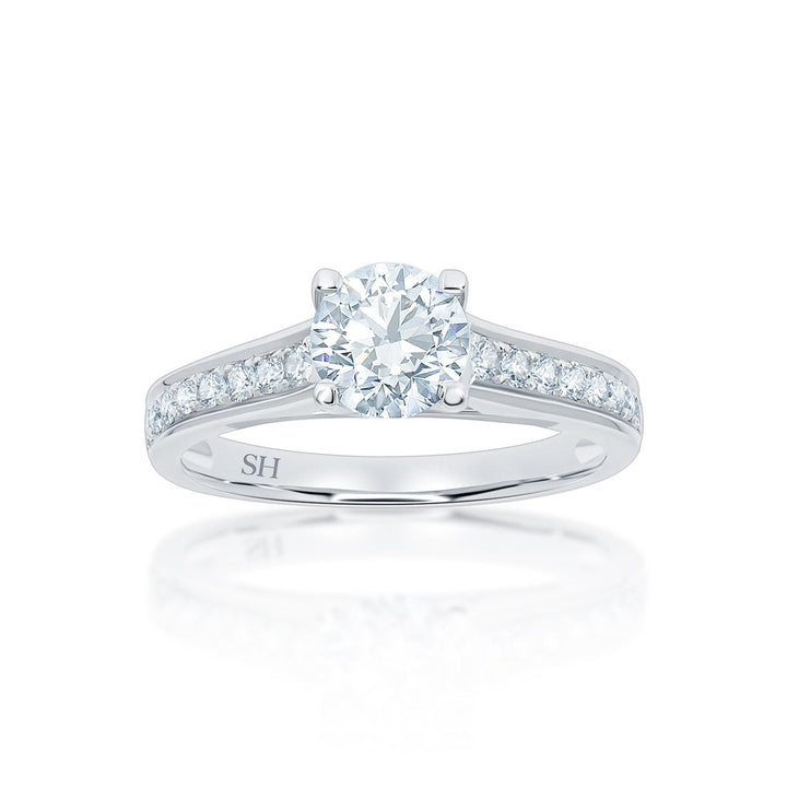 Classic 4-Claw Ring with Reverse Tapered Band - W0256 (Lab Grown)