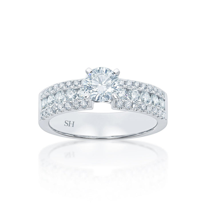 Bold 4-Claw engagement ring with wider diamond band - W0262 (Lab Grown)