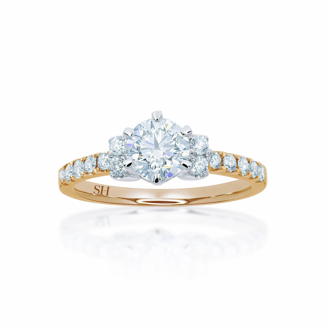 Timeless and elegant engagement ring with twin-stone shoulders - W0258 (Lab Grown)