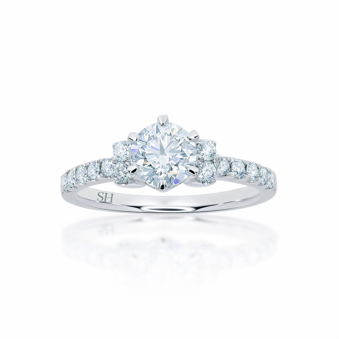 Timeless and elegant engagement ring with twin-stone shoulders - W0258 (Lab Grown)