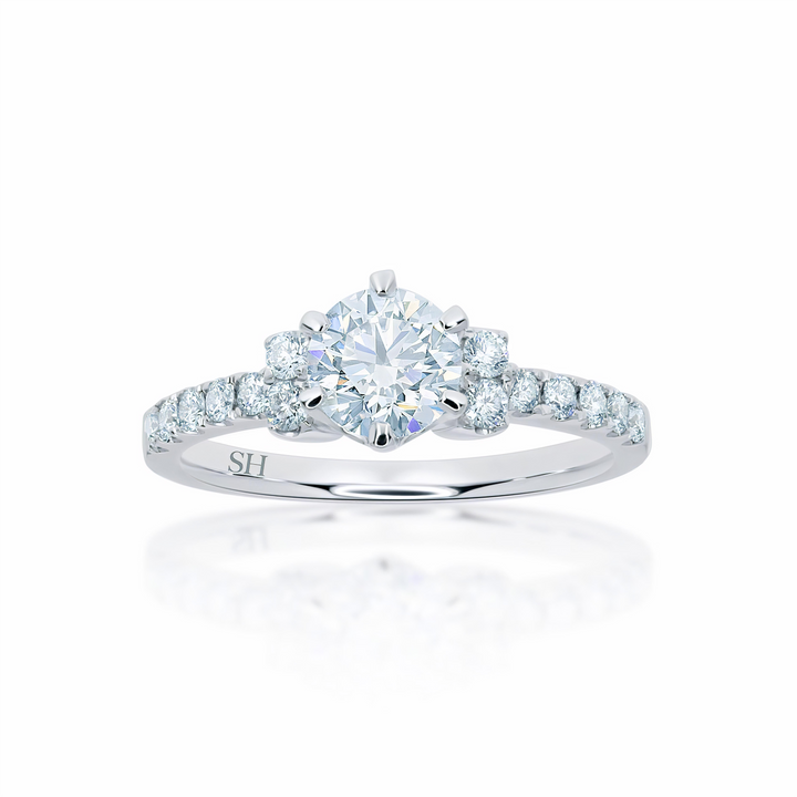Timeless and elegant engagement ring with twin-stone shoulders - W0258 (Lab Grown)