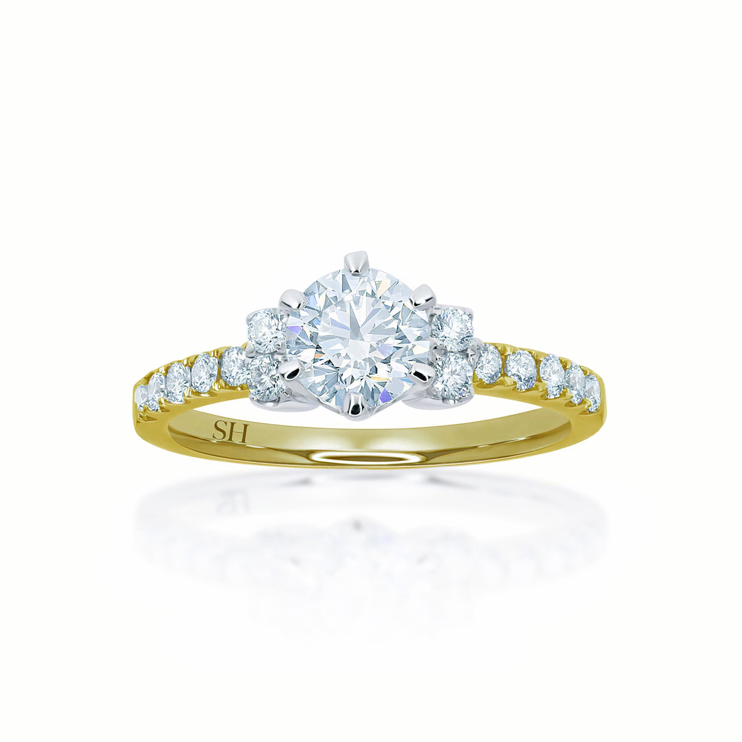 Timeless and elegant engagement ring with twin-stone shoulders - W0258 (Lab Grown)