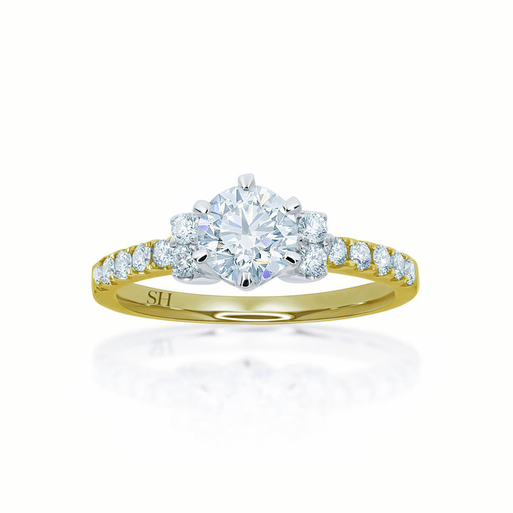 Timeless and elegant engagement ring with twin-stone shoulders - W0258 (Lab Grown)